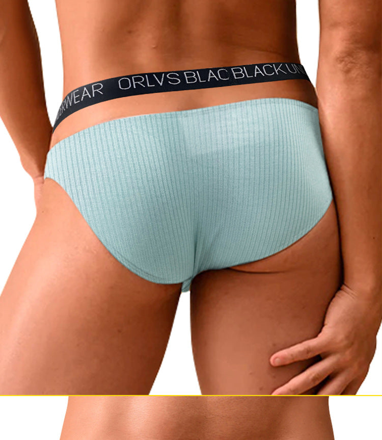 METOIN Men's Cotton Ribbed Briefs - Hollow Back Design, Breathable (OR6313A)