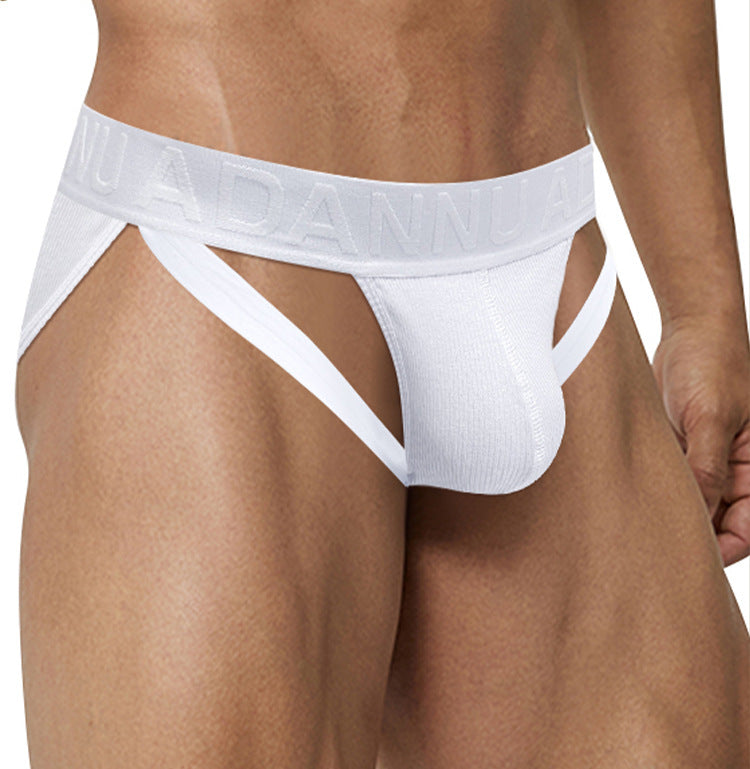 METOIN Men's Athletic Low Rise Micro Thong Underwear with Embossed Pattern High Cut Design Breathable Stretch Fabric