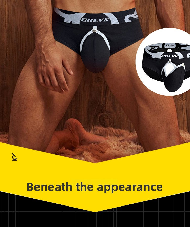 METOIN Men's Removable Pouch Underwear with Snake Print Waistband Daily Wear Breathable Comfortab... (OR6413)