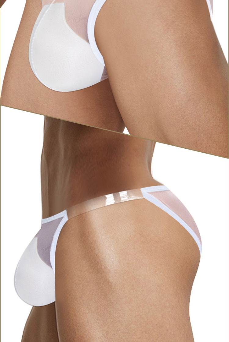 METOIN Anime Style Ultra Thin High Cut Thong Athletic Sheer Mesh Pouch Transparent (AD760)
