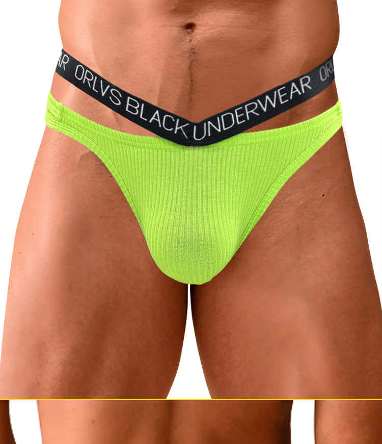 METOIN Men's Cotton Ribbed Briefs - Hollow Back Design, Breathable (OR6313A)