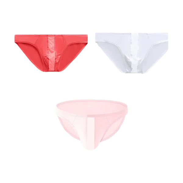 ADANNU Modal Sheer-Stripe Brief in coral, white and pink, product only