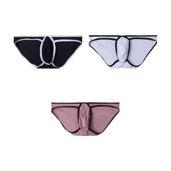 ADANNU Modal Contour-Pouch Bikini Brief in black, white and dusty pink, product only