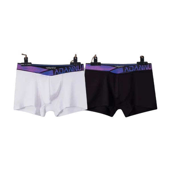 ADANNU Modal V-Waistband Trunk in white and black, hanging product photo