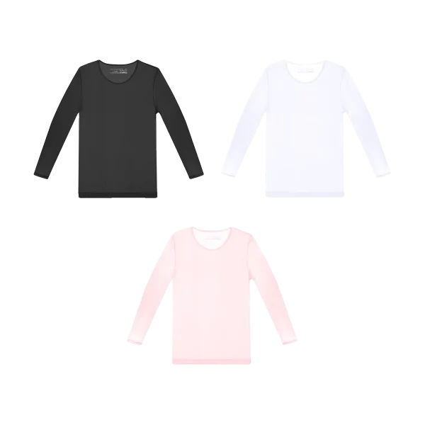 ADANNU Sheer Long-Sleeve Tee in black, white and pink, product only