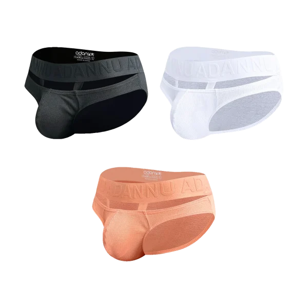 ADANNU Cut-Out Waistband Brief in black, white and orange, product only